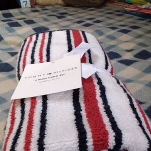 Tommy Hilfiger 2-Piece Hand Towel Set | Red White Blue | NEW